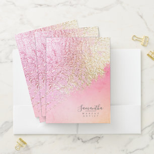 Foil Abstract Gold Peach ID775 Pocket Folder