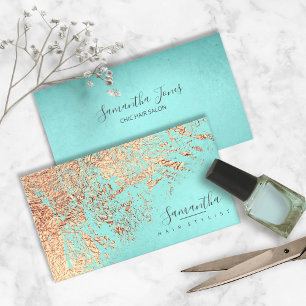 Foil Abstract Gold Teal ID775 Business Card