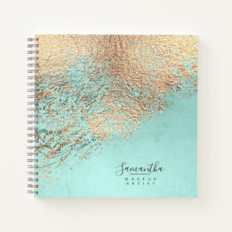 Foil Abstract Gold Teal ID775 Notebook