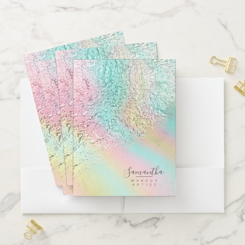 Foil Abstract Holographic Rainbow ID775 Pocket Folder