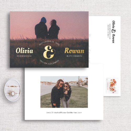 Foil Ampersand Stamp Full Photo Save The Date Card