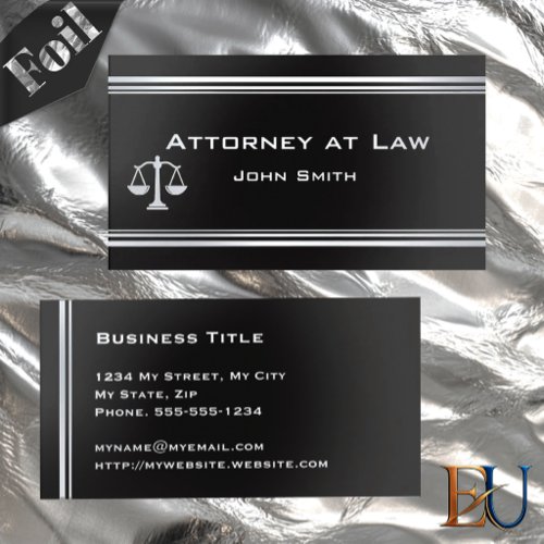 Foil Attorney at Law Scales of Justice Business Cards