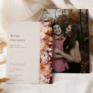 FOIL Autumn Burgundy Modern Photo We're Engaged Invitation