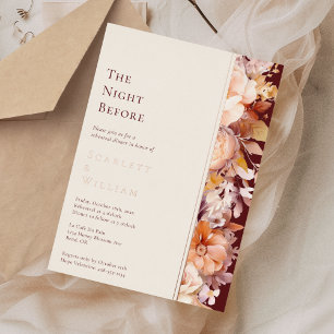 FOIL Autumn Burgundy Modern Wedding Night Before Foil Invitation