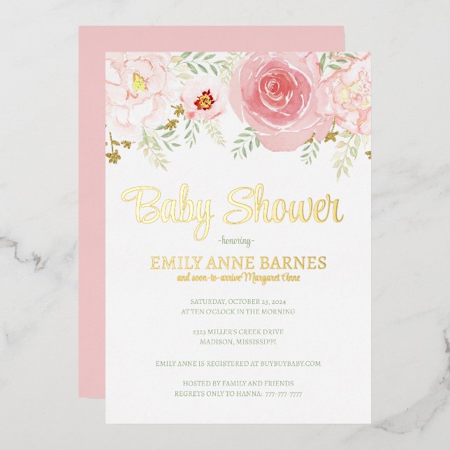 Foil Baby Shower Invitation Foil Invitation (Front/Back)