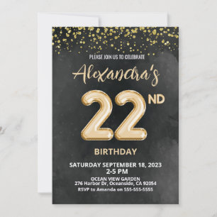 Foil Balloon 22nd Birthday Invitation