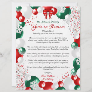 Foil Balloon Christmas Letter Template Stationary Letterhead