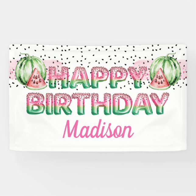 Foil Balloon Letters Melon Personalized Birthday Banner (Horizontal)
