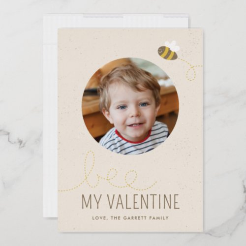 Foil Bee My Valentine Holiday Photo Card _ Beige