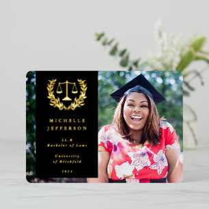 Foil + Black Law School Graduation Announcement