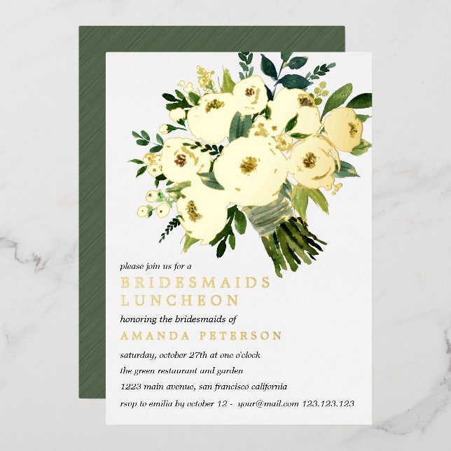 Foil Bloom | Bouquet Bridesmaids Luncheon Wedding  Foil Invitation (Front/Back)