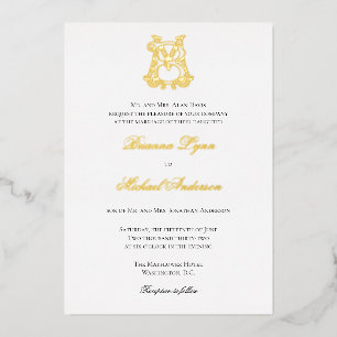 Foil BM Monogram MB Monogram Invitation Foil Invitation