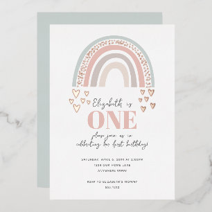 Foil Boho Rainbow Birthday Invitation Foil Invitation