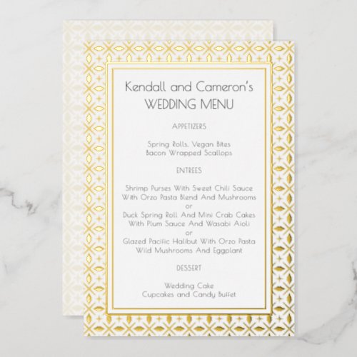 Foil Border Wedding Menu Template