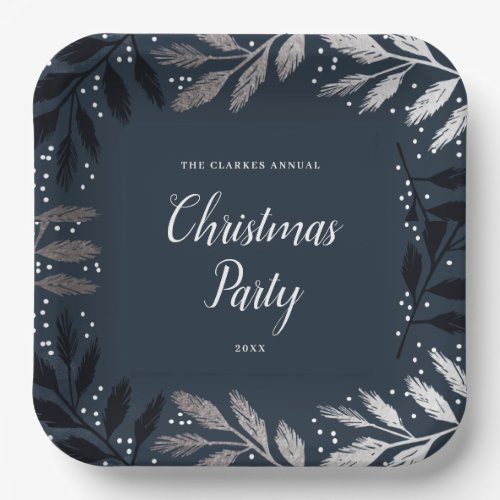 Foil Branches Christmas Party Paper Plate