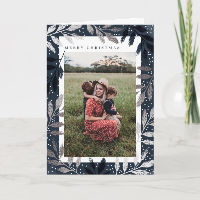 Foil Branches Merry Christmas Photo Holiday Card