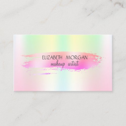 Foil Brush Stroke Iridescent Holographic Business Card