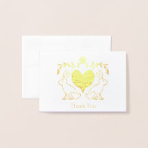 Foil Bunny & Heart Thank You Card