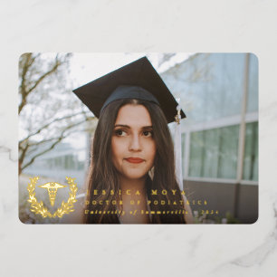 Foil Caduceus Med School Graduation Announcement