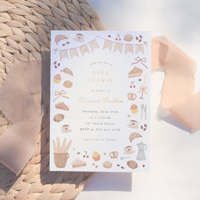 Foil Cafe Bebe Watercolor Baby Shower Invitation (Creator Uploaded)