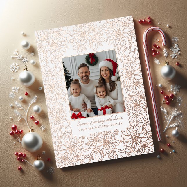 Foil Christmas Card Template Photos Holiday White (Creator Uploaded)