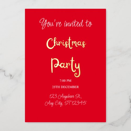 Foil christmas party Invitation Foil Invitation