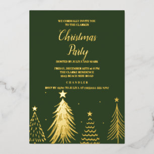 Foil Christmas tree Christmas Party Invitation Foil Invitation