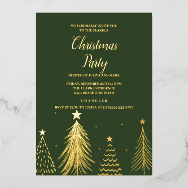 Foil Christmas tree Christmas Party Invitation Foil Invitation (Front)
