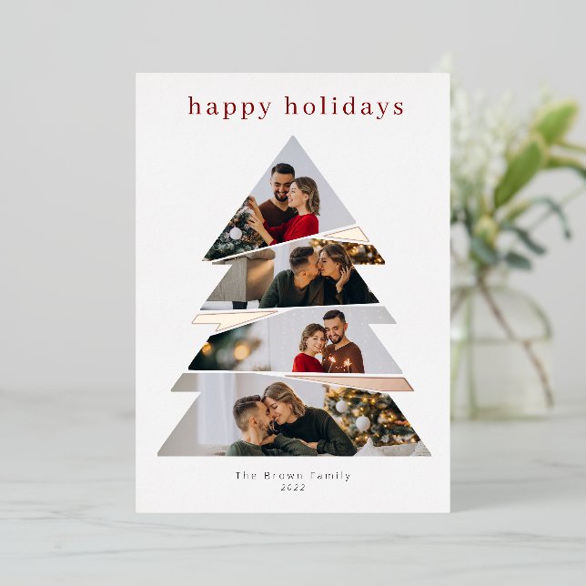 Foil Christmas Tree Holiday Card (Standing Front)