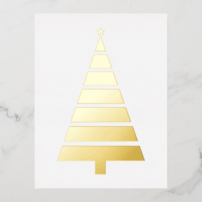 Foil Christmas Tree, Simple Design Foil Holiday Postcard (Front)