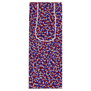 Foil Confetti Hearts, Patriotic-WINE GIFT BAG