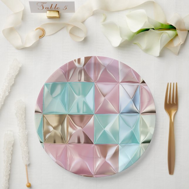 Foil Crinkle Pattern Paper Plates (Wedding)