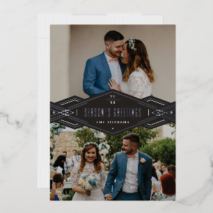 Foil Deco Band 2-Photo Holiday Card - Black