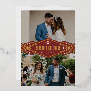 Foil Deco Band 2-Photo Holiday Card - Red