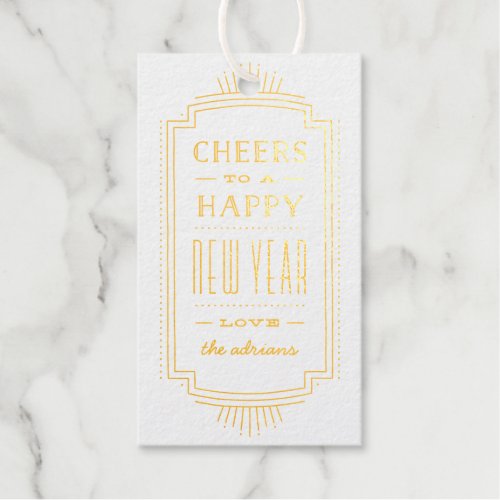 Foil Deco New Years Holiday Photo Gift Tag