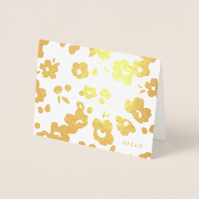 Foil Delicate Posies Floral Folded Stationery Card (Front)