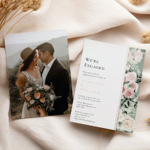 FOIL Dusty Rose Gold Vintage Photo We're Engaged Foil Invitation