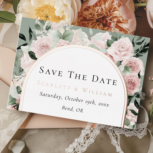 FOIL Dusty Rose Gold Wedding Save The Date Card