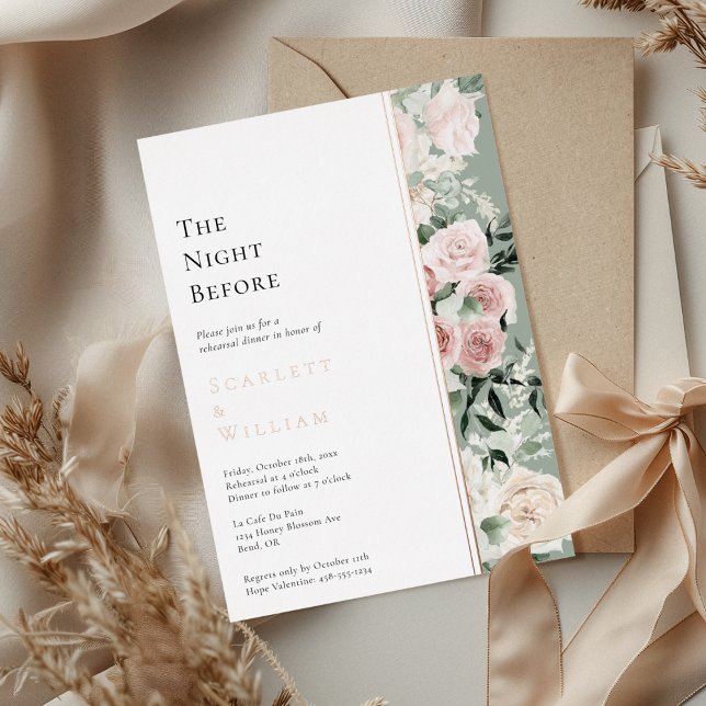 FOIL Dusty Rose Modern Wedding The Night Before Invitation (Creator Uploaded)