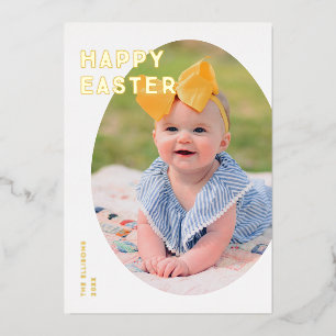Foil Easter Egg Frame Holiday Photo Card - White