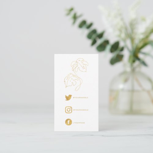 Foil effect monstera and social links thank you enclosure card