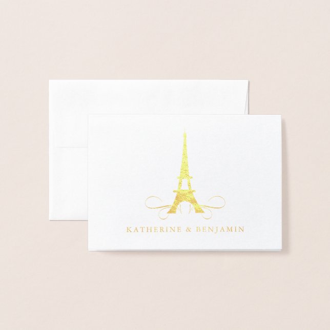 Foil Eiffel Tower Paris | Wedding Card (Front With Envelope)