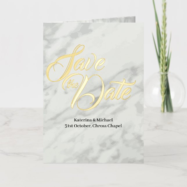  Foil Elegance Save the Date Greeting Card (Front)
