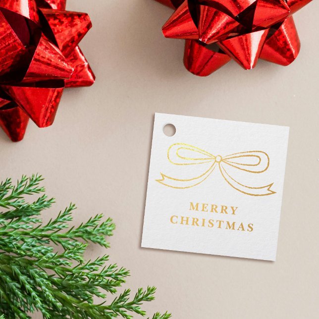 Foil Elegant Modern Christmas Bow Holiday Gift Tag (Creator Uploaded)