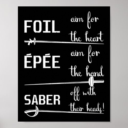 Foil Epee Saber Definition Fencing Poster