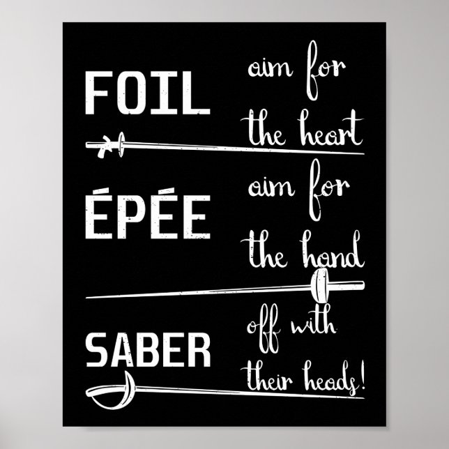 Foil Epee Saber Definition Fencing Poster (Front)