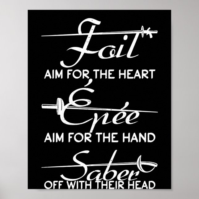 Foil Epee Saber Fencing Sword Definition Fencer Poster (Front)