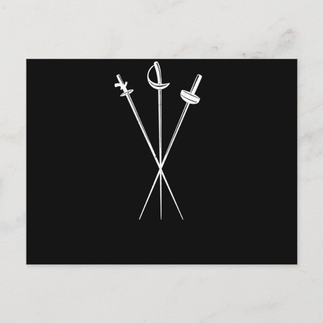 foil epee saber swords fencing sword fighting postcard (Front)