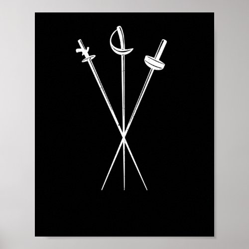 foil epee saber swords fencing sword fighting poster