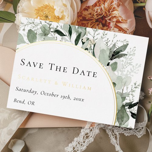 FOIL Eucalyptus Gold Wedding Save The Date Card
